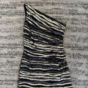 LAUNDRY one shoulder sequin mini dress